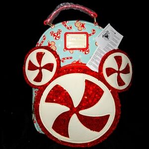 *NWT* Loungefly Disney World Parks Red and White Peppermint Mickey Backpack